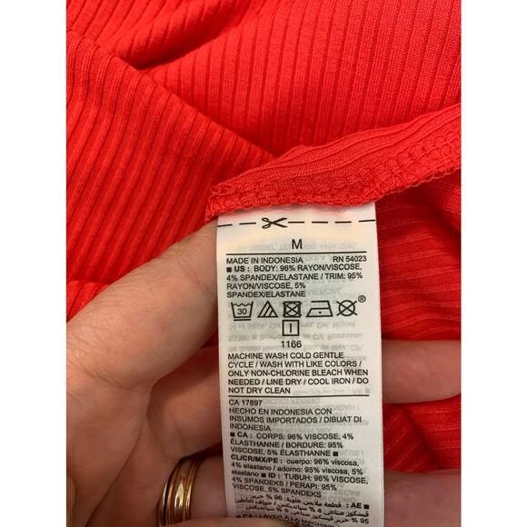 Old Navy orange ribbed long sleeves v neck tee size M - Picture 4 of 7